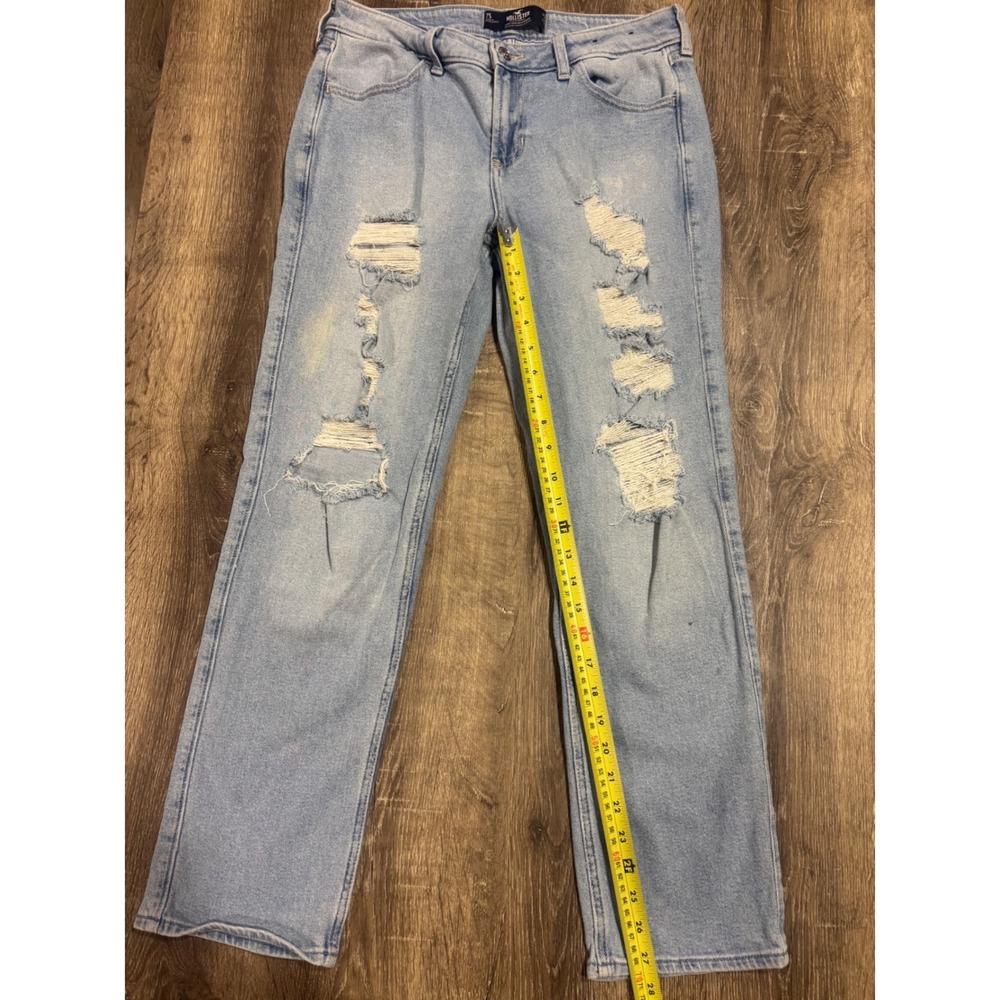 Hollister Low-Rise Boyfriend Jeans Light Wash Distressed Vintage Stretch 7S W28 - Picture 6 of 10